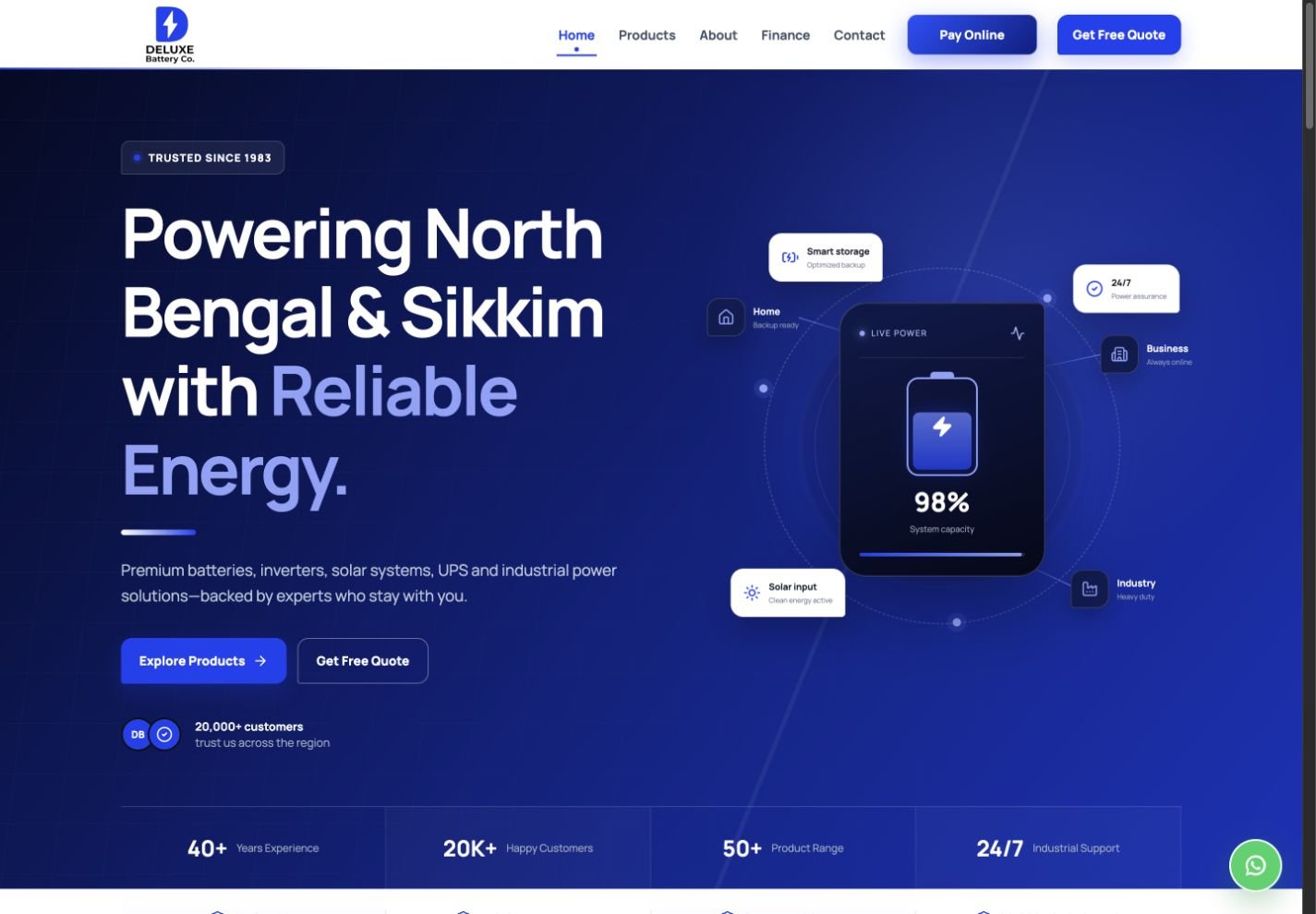Deluxe Battery Co. website screenshot
