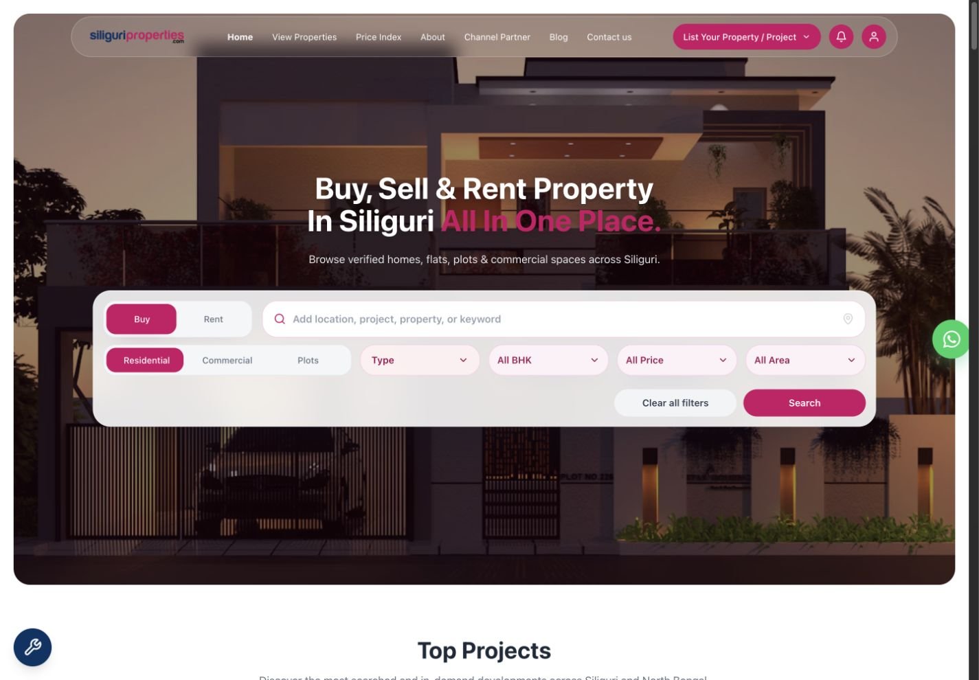 Siliguri Properties website screenshot