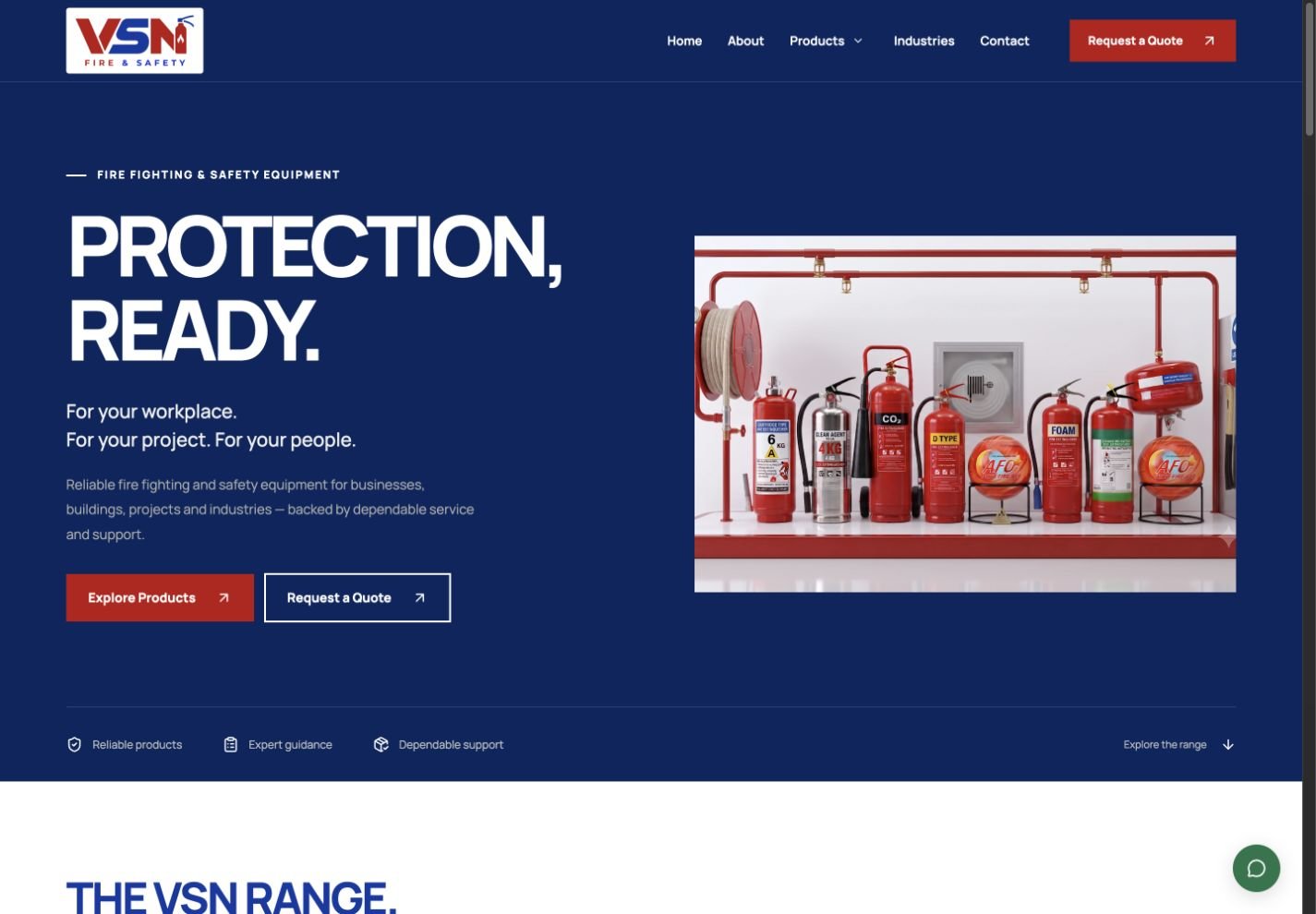 VSN Fire & Safety website screenshot